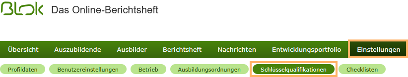 Navigationsleiste Ausbildungsleiter - Einstellungen Schlüsselqualifikationen_de.png