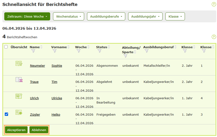 Berufsschullehrer - Berichtsheft akzeptieren oder ablehnen - Schnellansicht_de.png