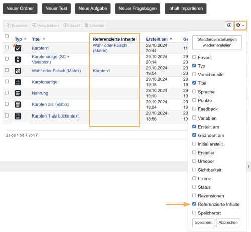 Referenzen - Spalte Referenzen aktivieren_de