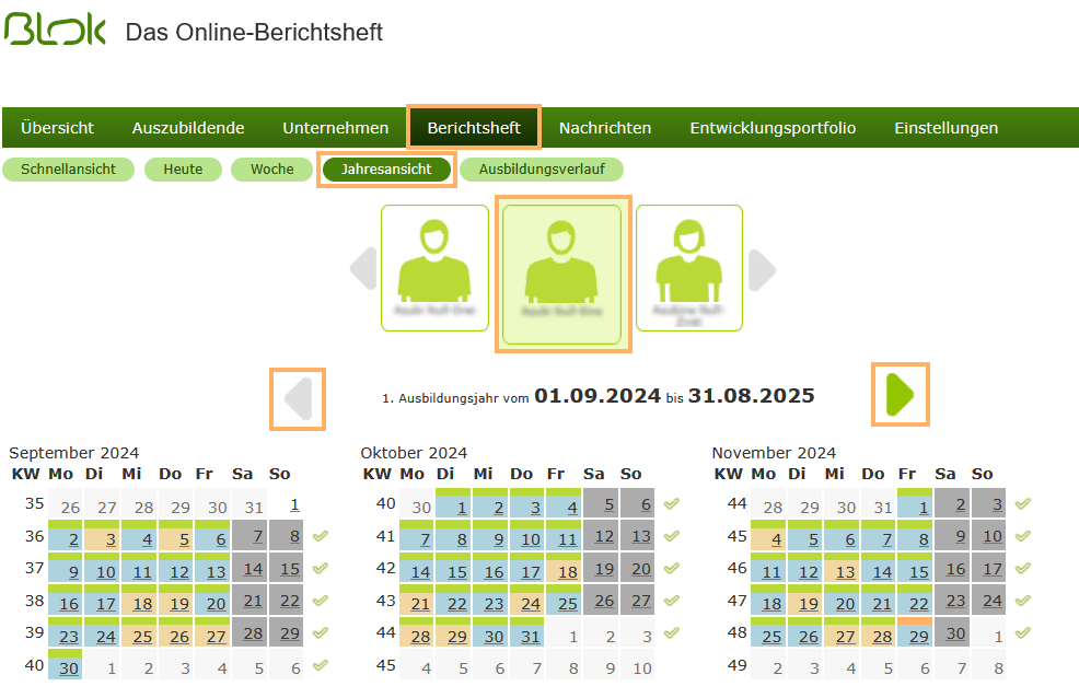 Externe Ausbilder - Jahresansicht im Berichtsheft_de.png