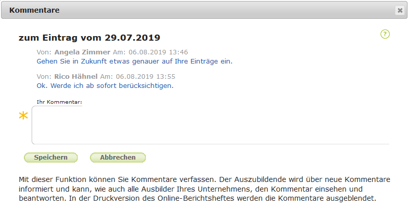 Externe Ausbilder - Antwort des Auszubildenden auf hinterlegten Kommentar_de.png