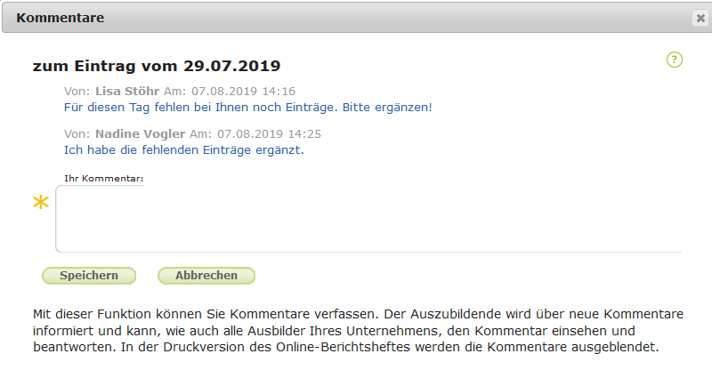 Betriebliche Ausbilder - Antwort des Auszubildenden auf hinterlegten Kommentar_de.png