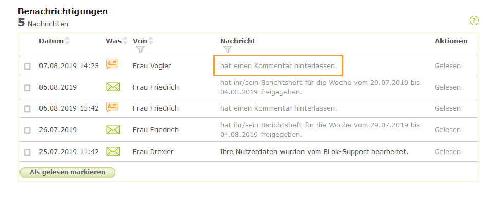 Betriebliche Ausbilder - Benachrichtigung zu einem Kommentar auf der Übersichtsseite_de.png