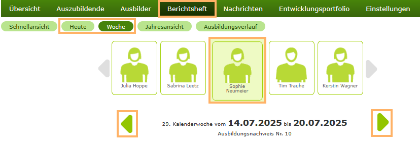 Betriebliche Ausbilder - Wechsel zwischen Wochen im Berichtsheft_de.png