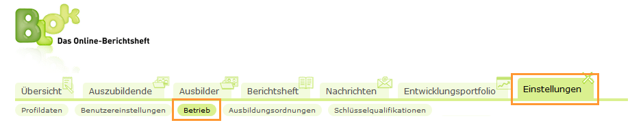 Navigationsleiste Ausbildungsleiter - Einstellungen Betrieb_de.png