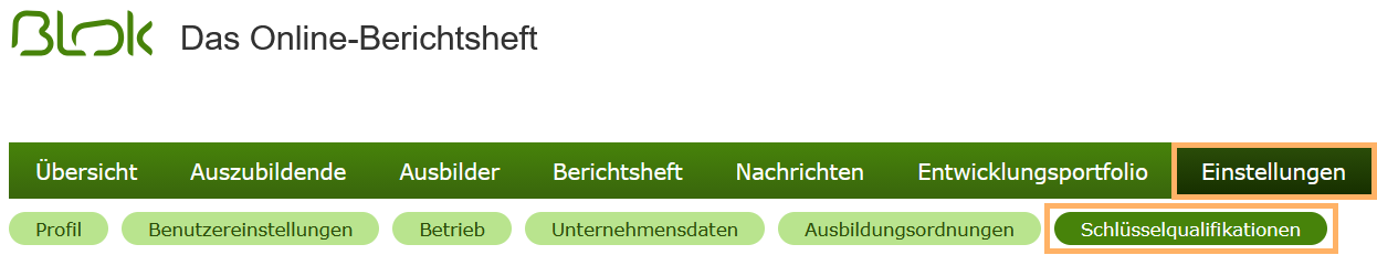 Navigationsleiste Ausbildungsleiter - Einstellungen Schlüsselqualifikationen_de.png