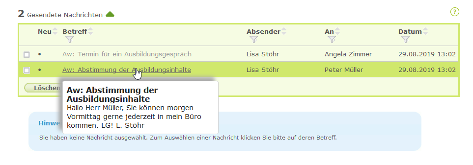 Ausbilder - Schnellansicht einer gesendeten Nachricht_de.png