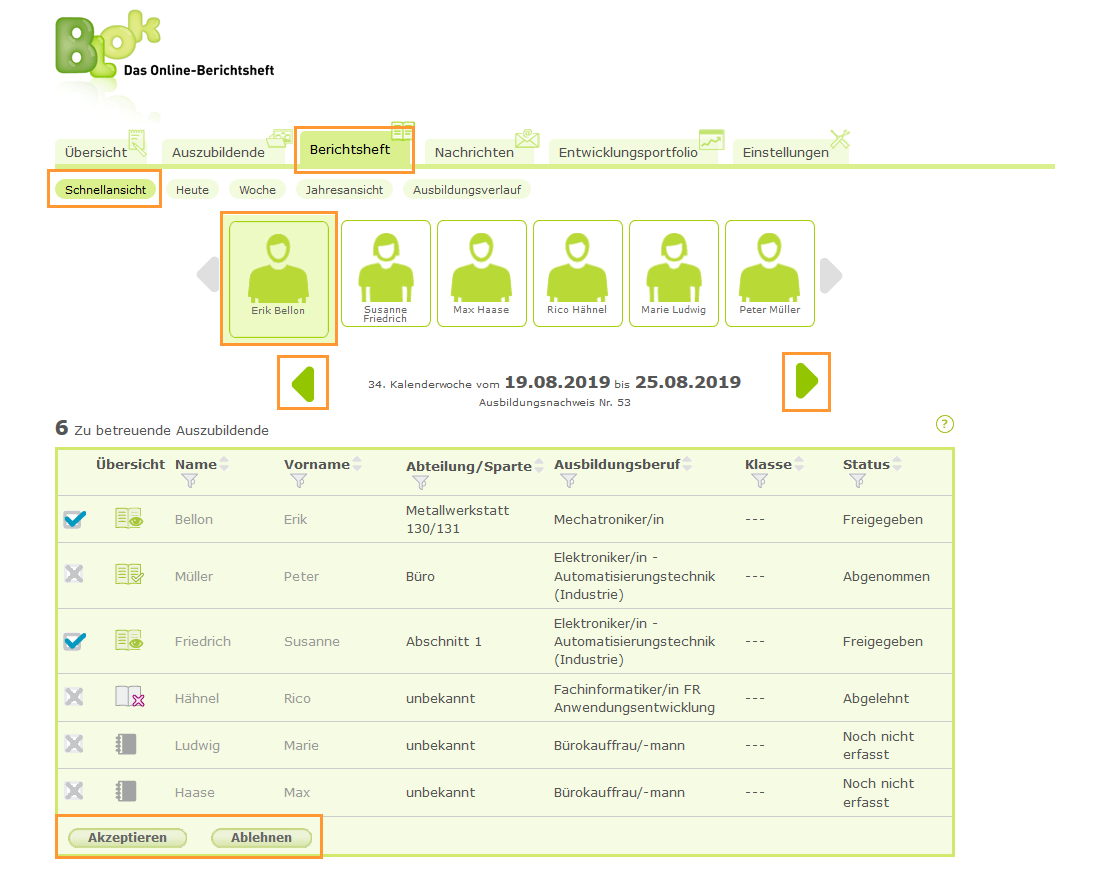 Berufsschullehrer - Schnellansicht im Berichtsheft_de.png