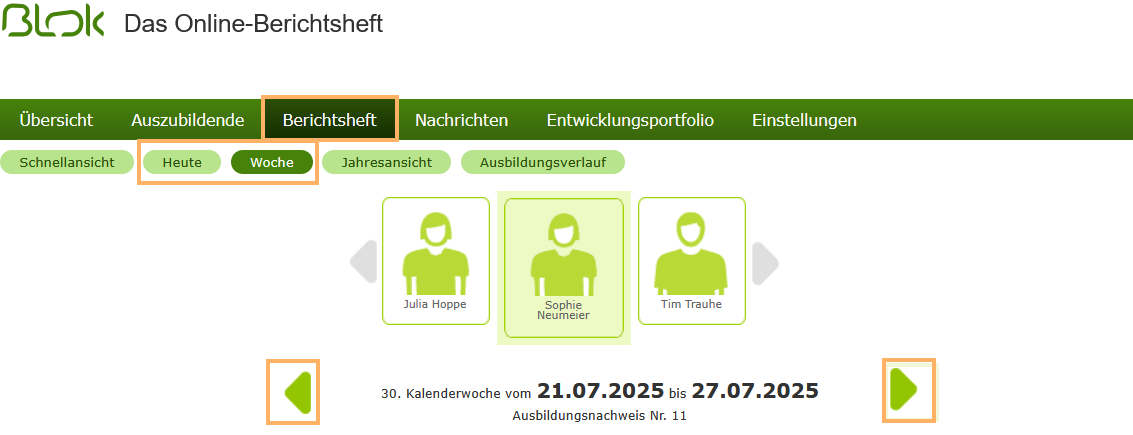 Berufsschullehrer - Wechsel zwischen Wochen im Berichtsheft_de.png