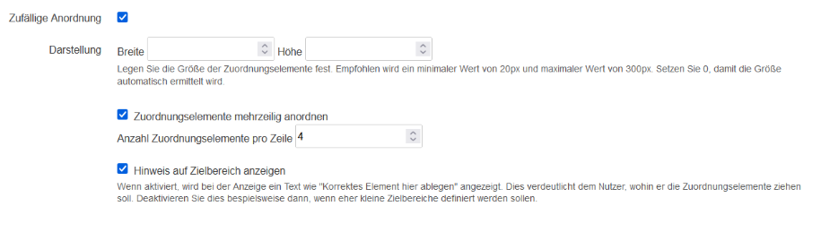 Editor - Option Zufällige Anordnung für grafische Zuordnungsaufgaben konfigurieren_de